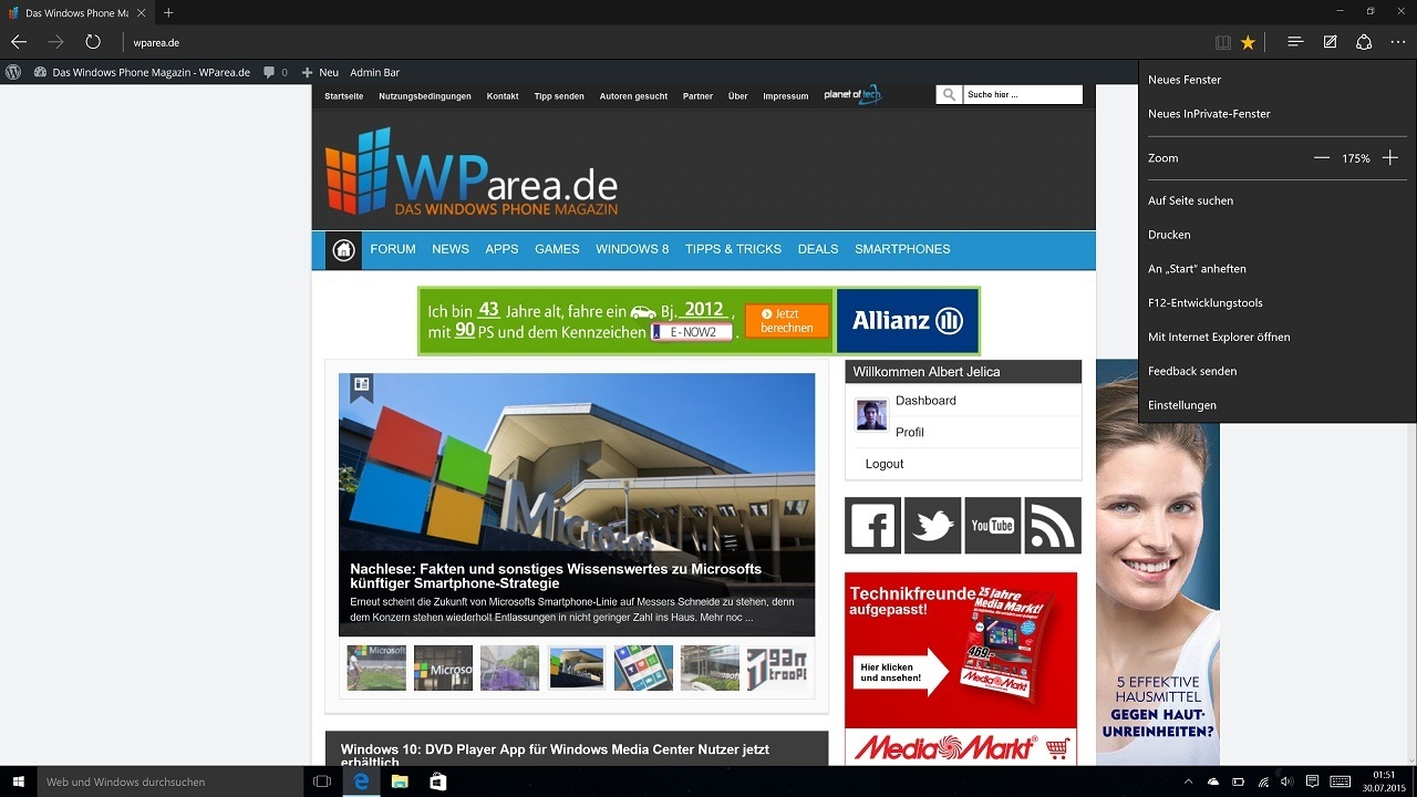 Windows 10 Desktop Edge Browser