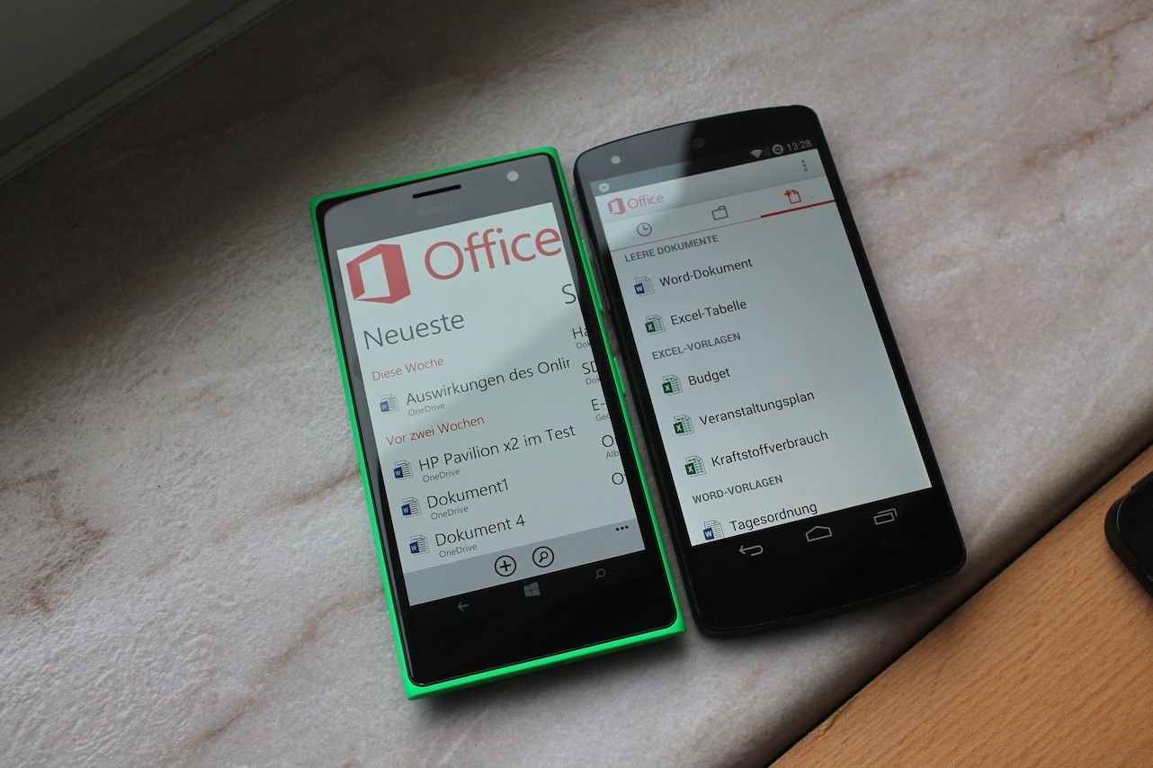 Office Apps Windows Phone ANdroid Vergleich