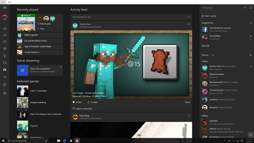 Windows 10 Xbox App Minecraft
