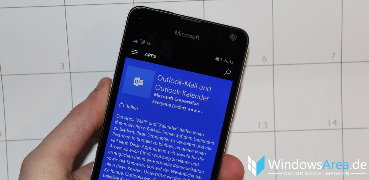 Outlook Mail und Kalender Windows 10 Mobile