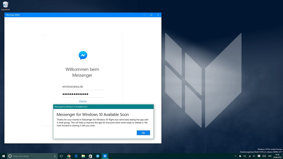 Facebook Messenger Windows 10