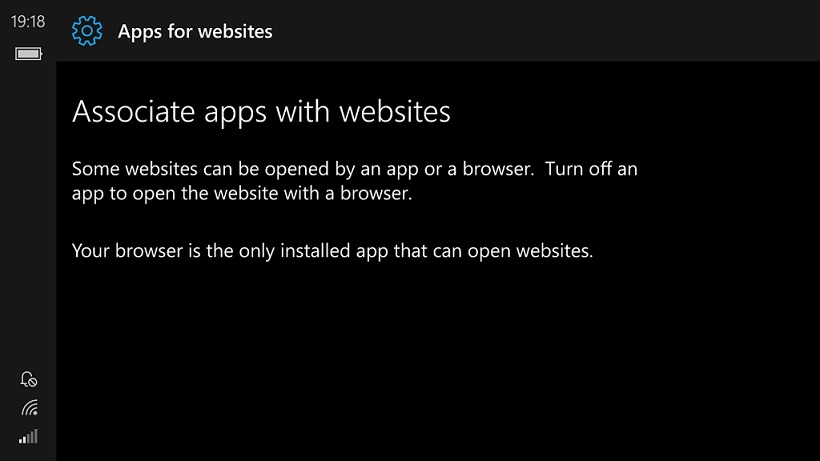 Windows 10 Mobile App Webseite