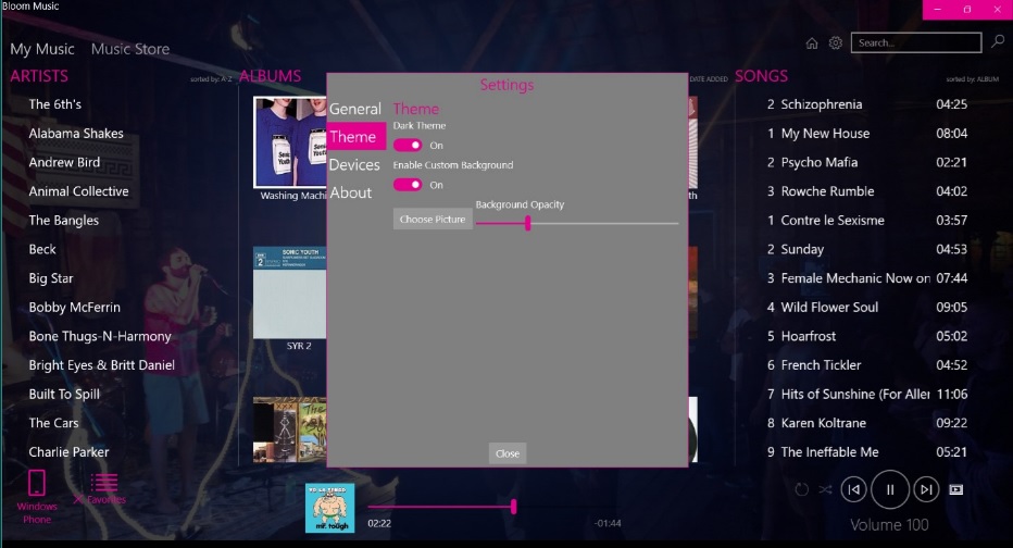 Zune Bloom Music Player Windows 10