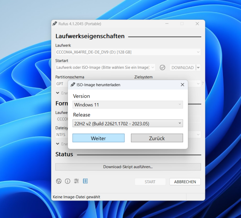 Anleitung Windows 11 Installations Stick ohne Hardwareprüfung erstellen