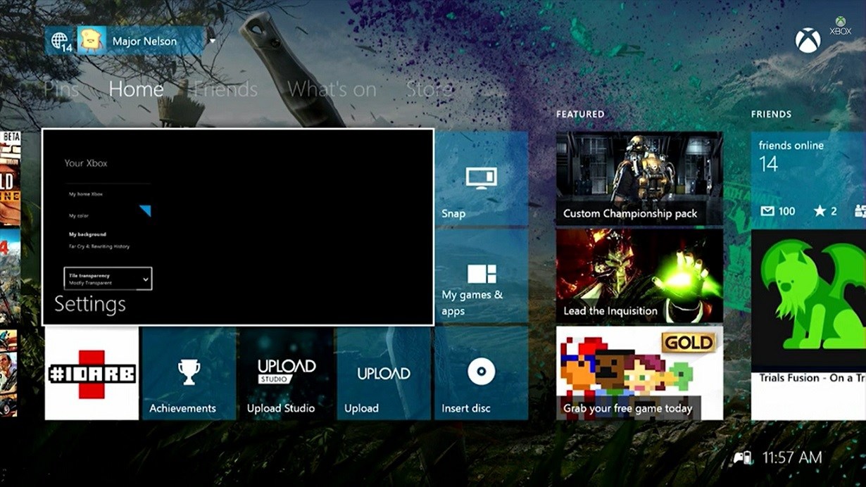 Xbox One März Update Transparente Live-Tiles