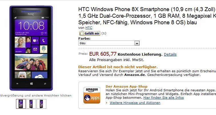 HTC 8X und 8S ab sofort bei Amazon vorbestellen