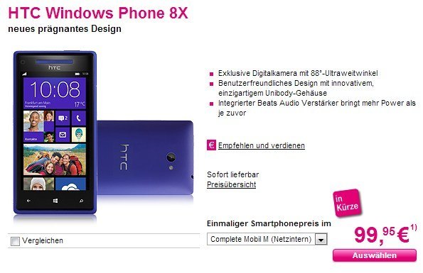 HTC 8X ab sofort bei der Deutschen Telekom erhältlich