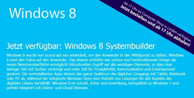 Windows 8 in Deutschland bereits jetzt erhältlich