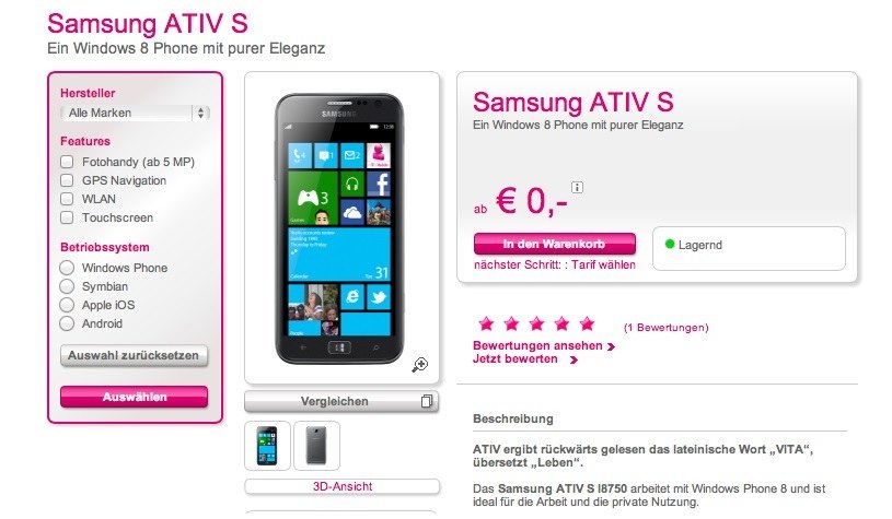 [Update] Samsung ATIV S jetzt in Österreich erhältlich