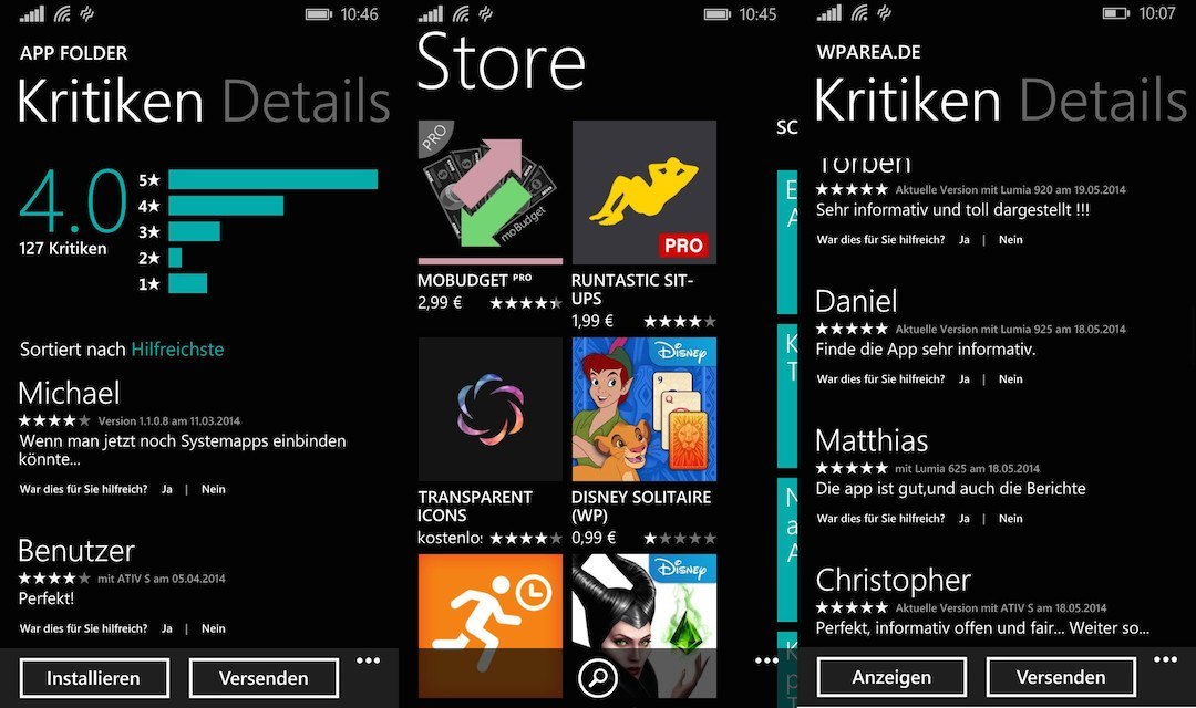 Windows Phone Store zeigt nun Version und verwendetes Gerät von Rezensenten an