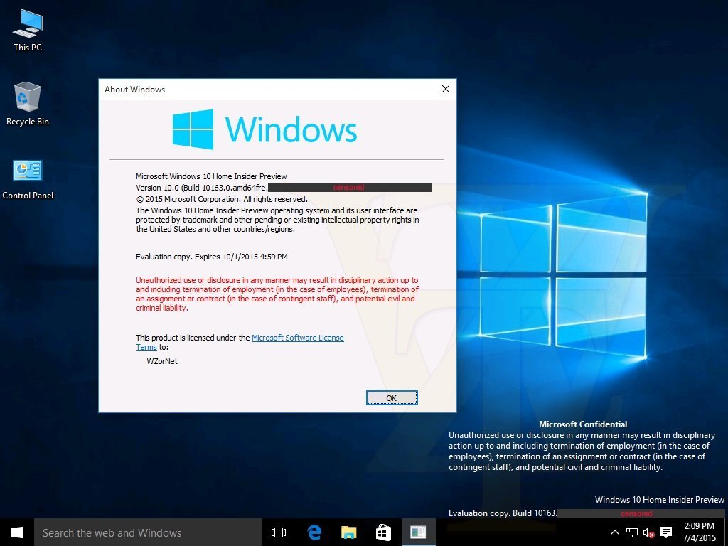 Screenshots der Windows 10 Build 10163 durchgesickert