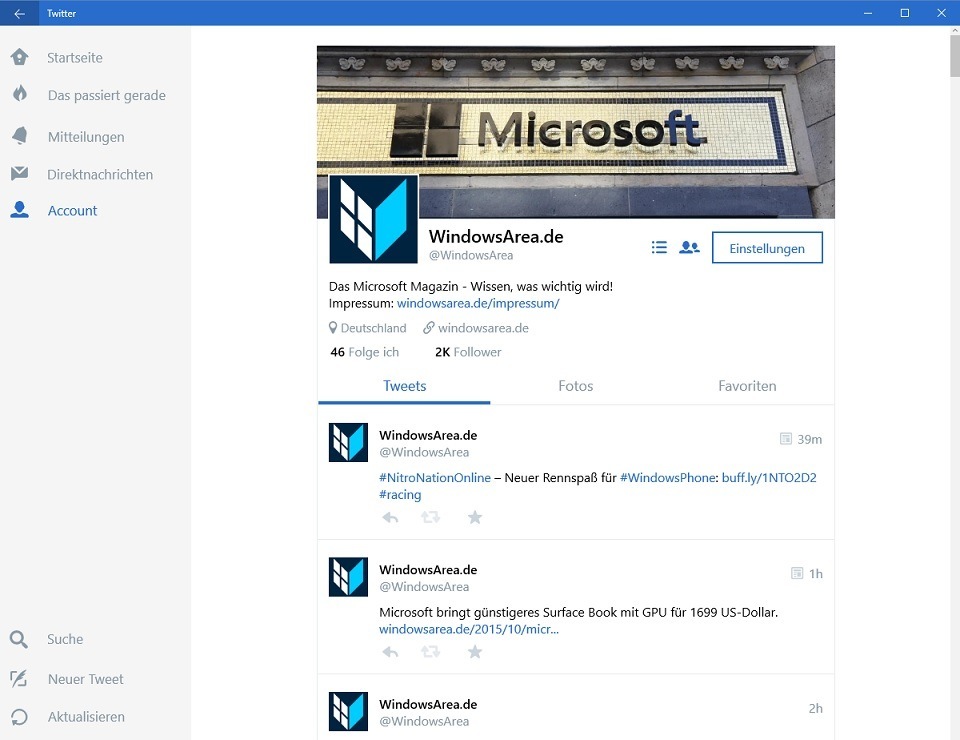 Twitter-App für Windows 10 (Mobile) aktualisiert