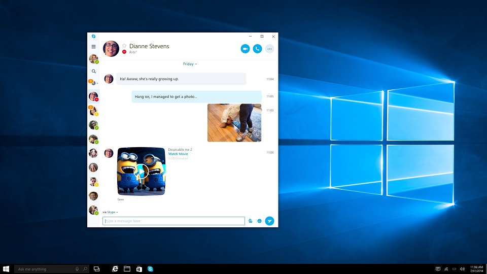 Skype Universal App Screenshot