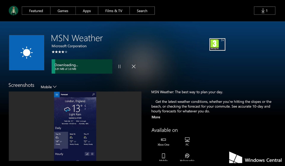 Wetter-App ab sofort für Xbox One erhältlich