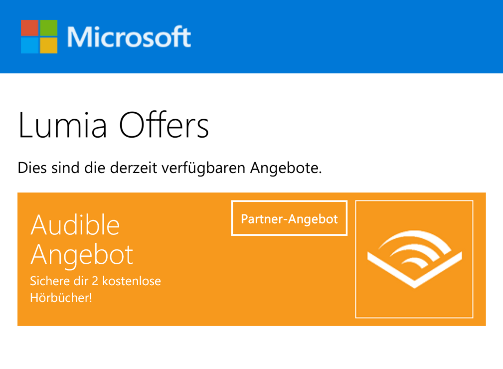 Lumia Offers: Zwei Audible Hörbücher gratis