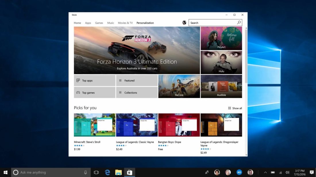 Erste Windows 10 Designs landen im Windows Store