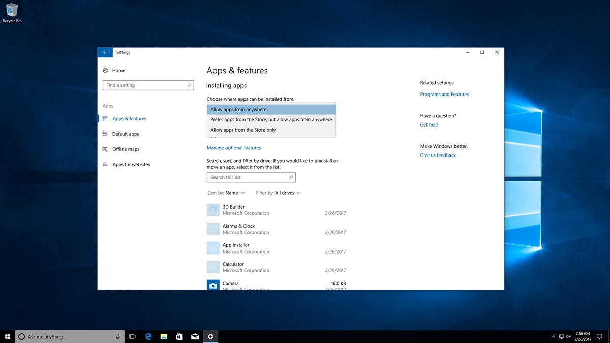 Windows 30 bekommt Hinweis bei Installation von Store-fremden Apps