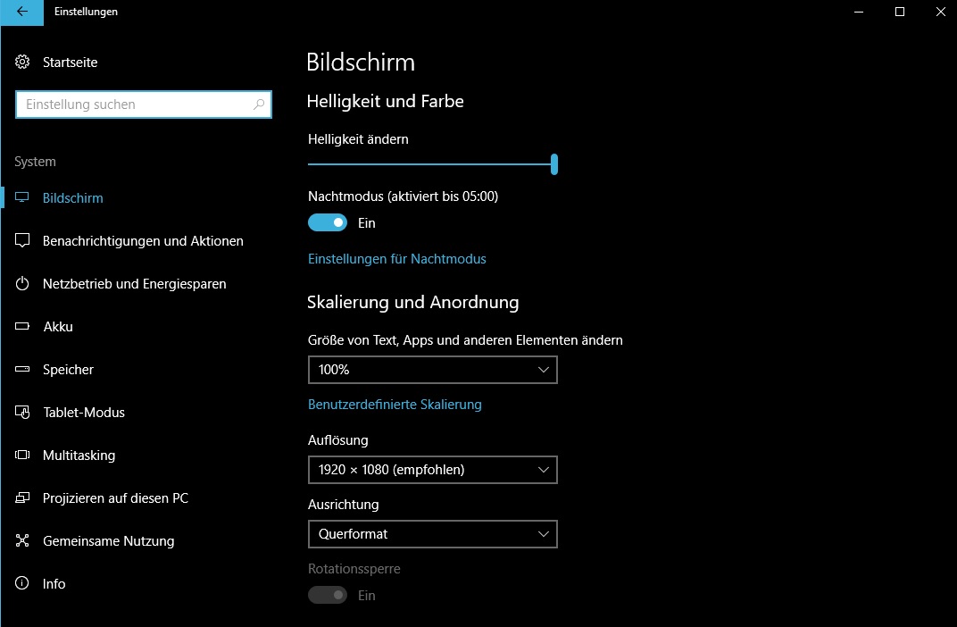 Anleitung: Automatische Drehung in Windows 10 deaktivieren