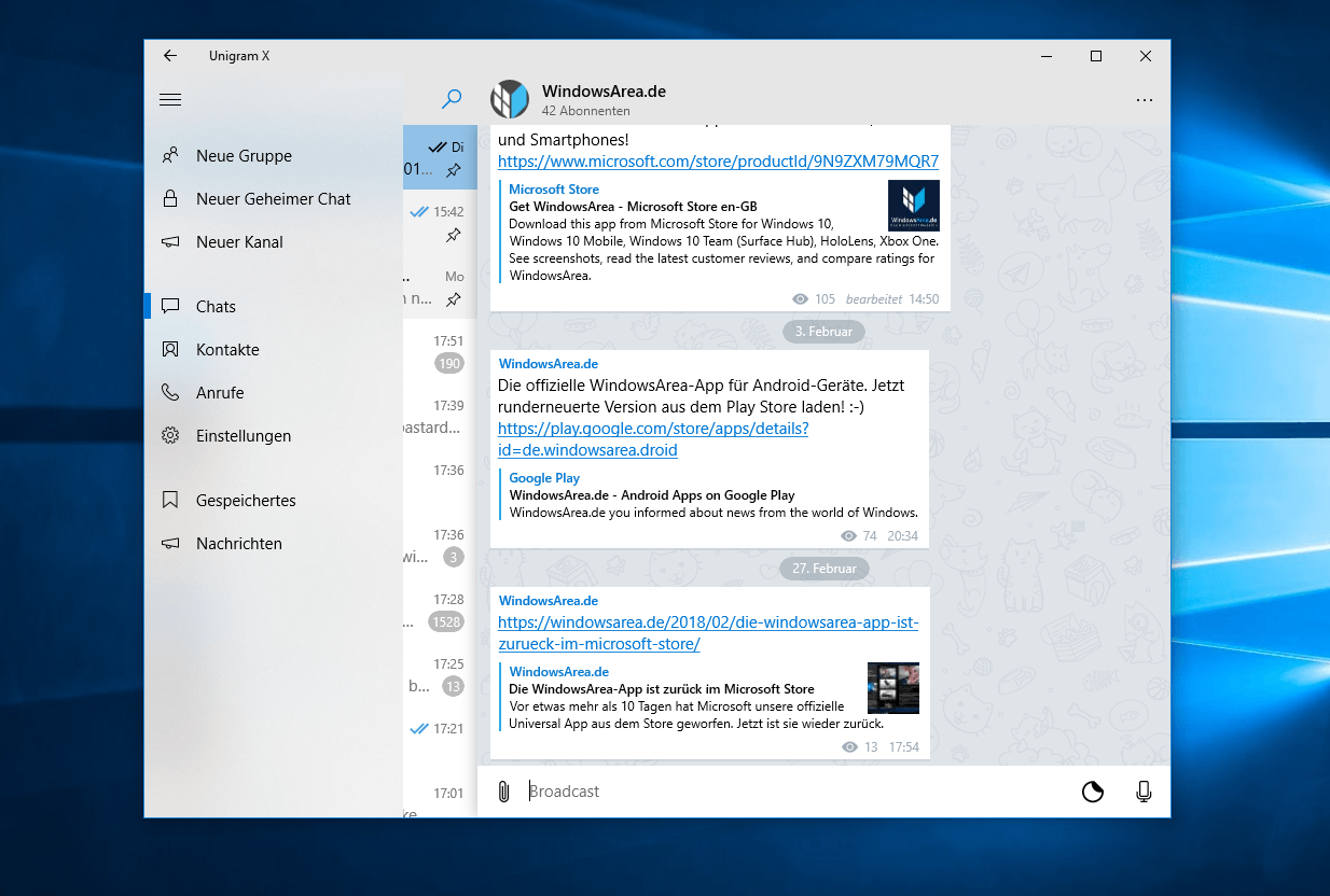 Unigram und Telegram Desktop erhalten Updates im Microsoft Store