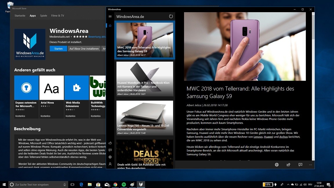 Die WindowsArea-App ist zurück im Microsoft Store