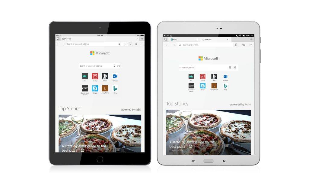 Microsoft Edge für Android Tablets & iPads erhältlich