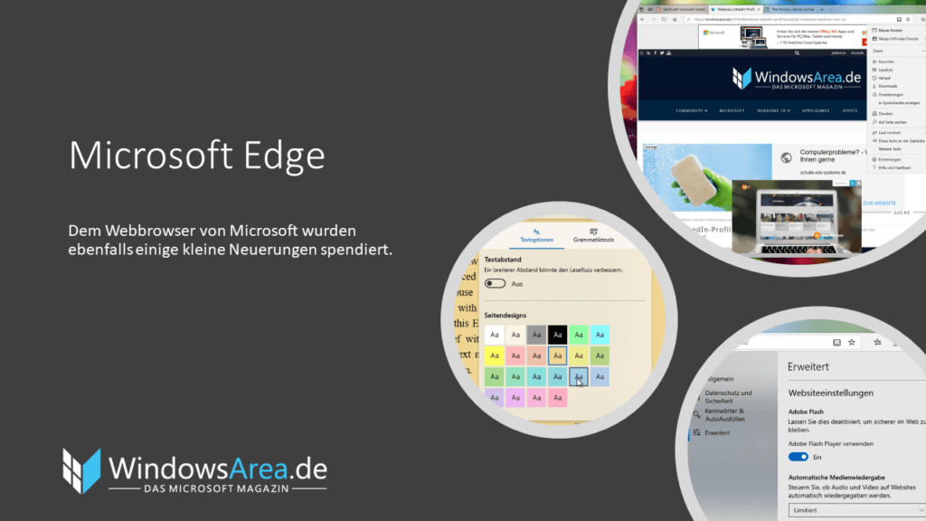 Windows 10 Oktober Update Neuerungen in Microsoft Edge. Dem Webbrowser von Microsoft wurden ebenfalls einige kleine Neuerungen spendiert.