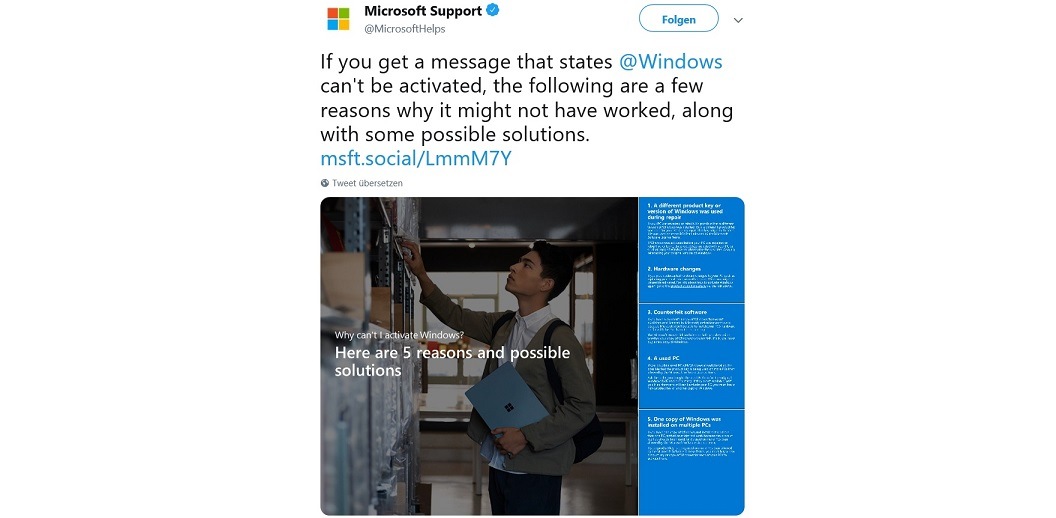 5 Gründe für Aktivierungsprobleme: Microsoft blamiert sich auf Twitter