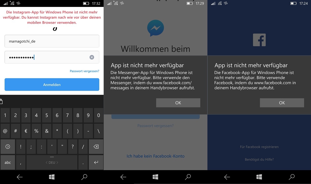 Facebook-Apps für Windows 10 Mobile: Login nicht mehr möglich