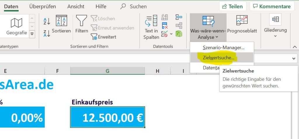 Anleitung Zielwertsuche In Excel Mit Beispiel Windowsareade 8323