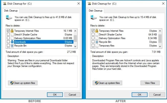 Windows 10 Mai 2020 Update entfernt Download-Ordner aus Datenträgerbereinigung