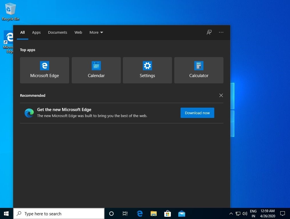 Microsoft bewirbt den neuen Edge-Browser jetzt in der Windows Suche
