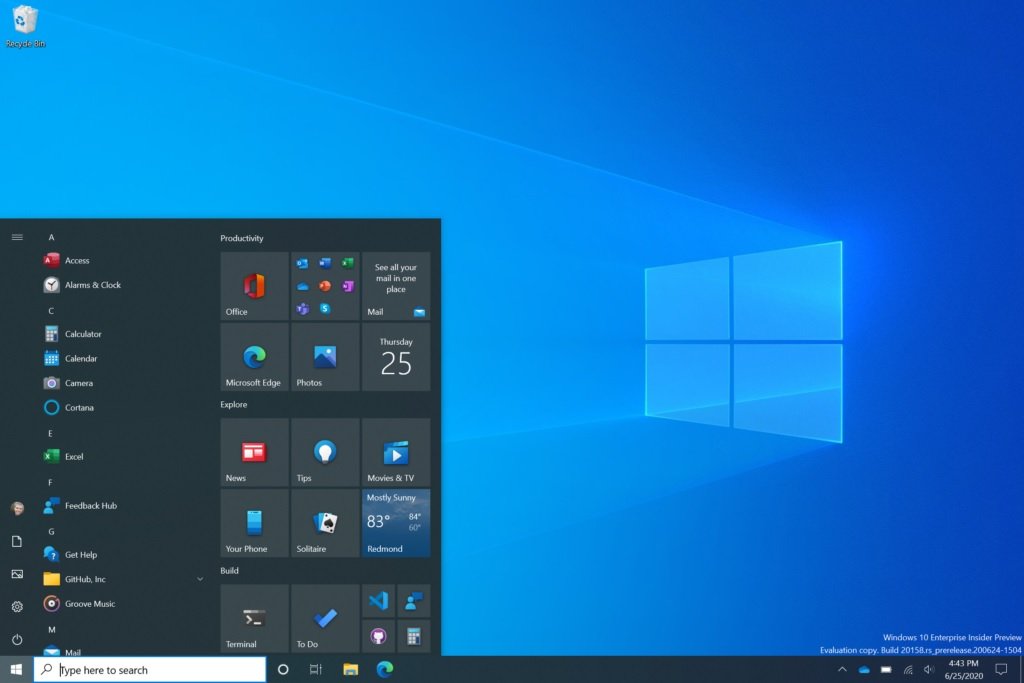Anleitung: Neues Starmenü im Windows 10 Mai 2020 Update aktivieren