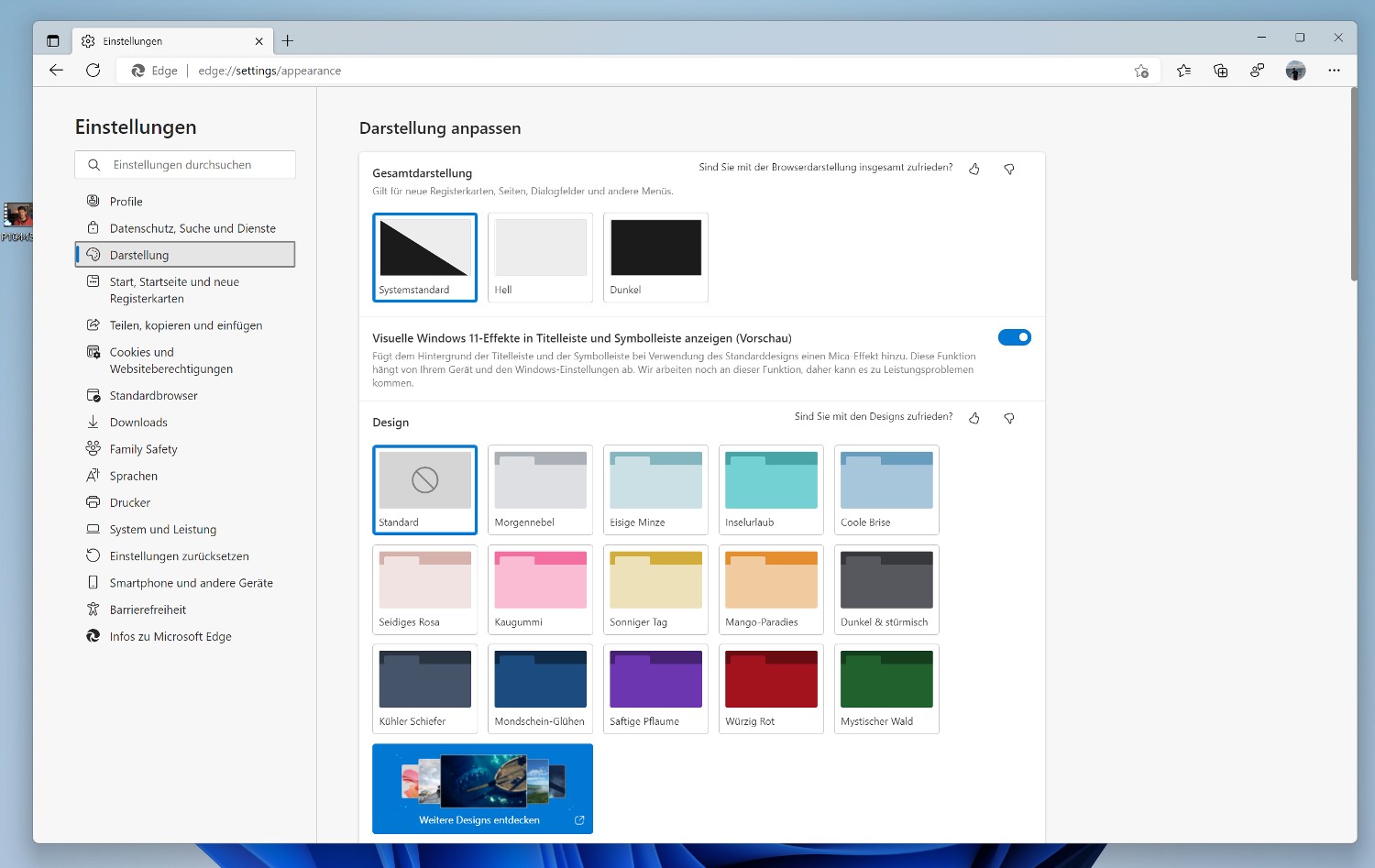 Microsoft Edge auf Windows 11 bekommt Mica-Transparenz in Titelleiste
