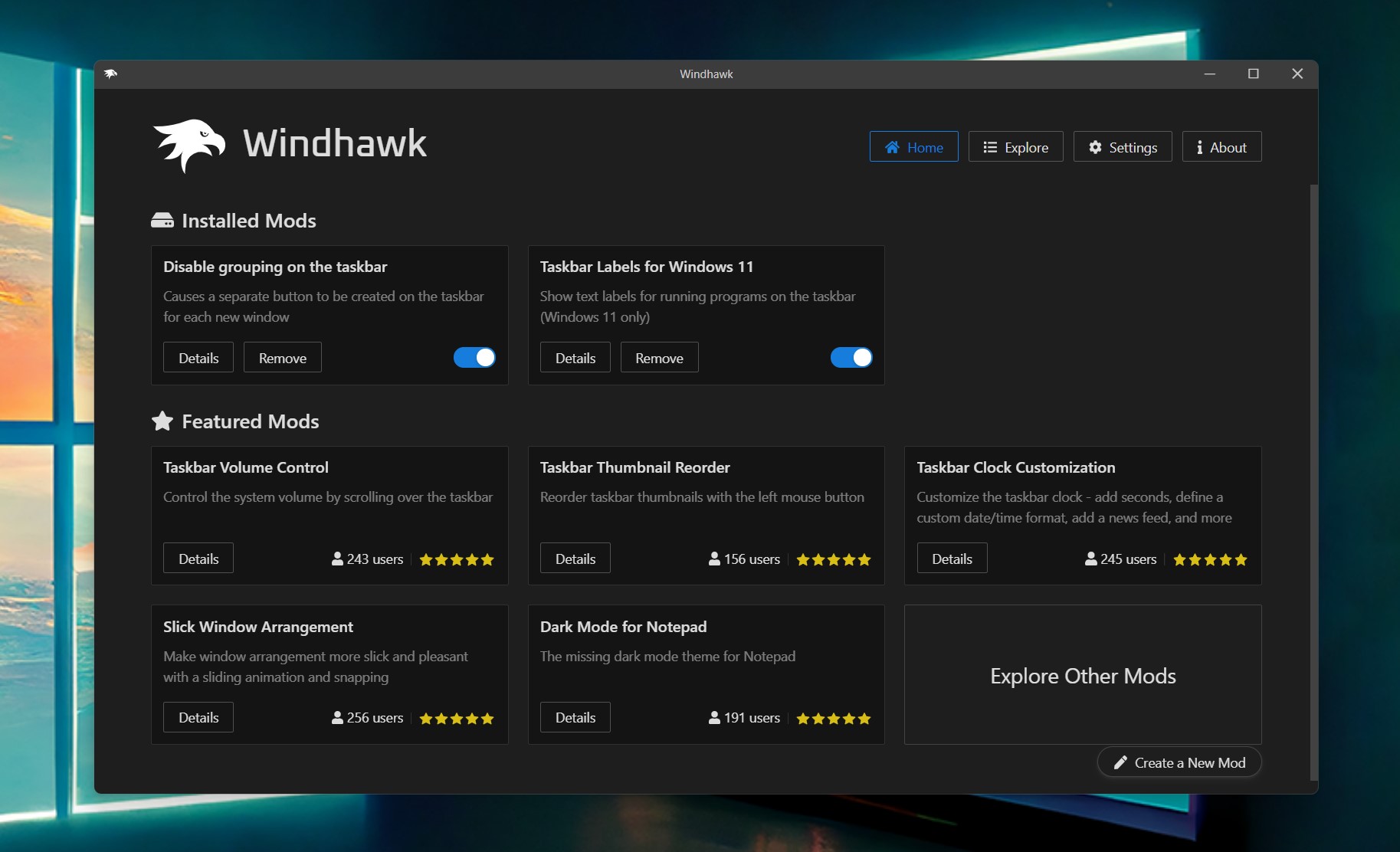 Windhawk für Windows 11 lässt Gruppierung in der Taskleiste aufheben