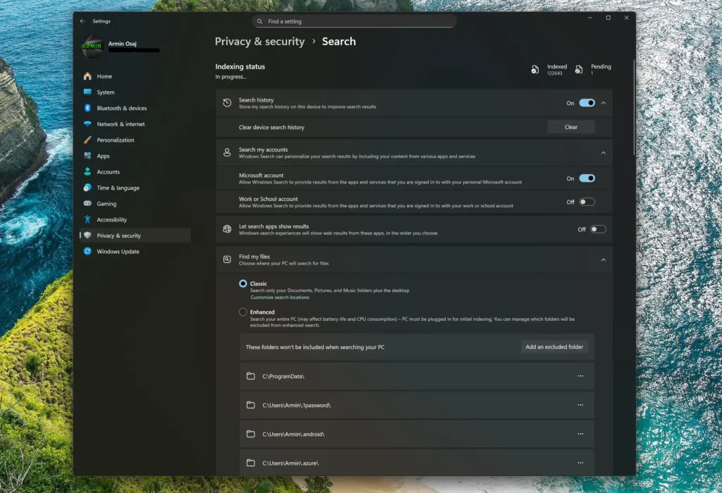 Windows 11 Sucheinstellungen in KB5065426 überarbeitet